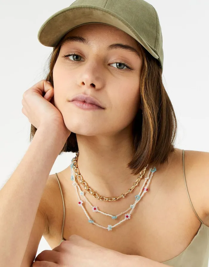 Accessorize Beaded Flower Double Layered Necklace Women Necklaces