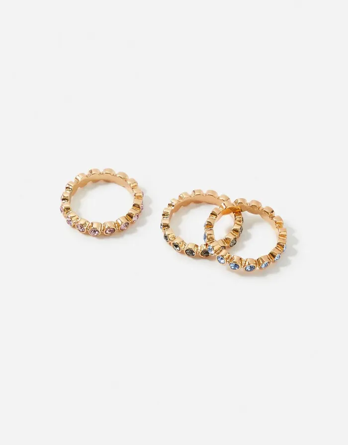 Accessorize Bezel Eternity Ring Set Multi Pastelmulti Women Rings