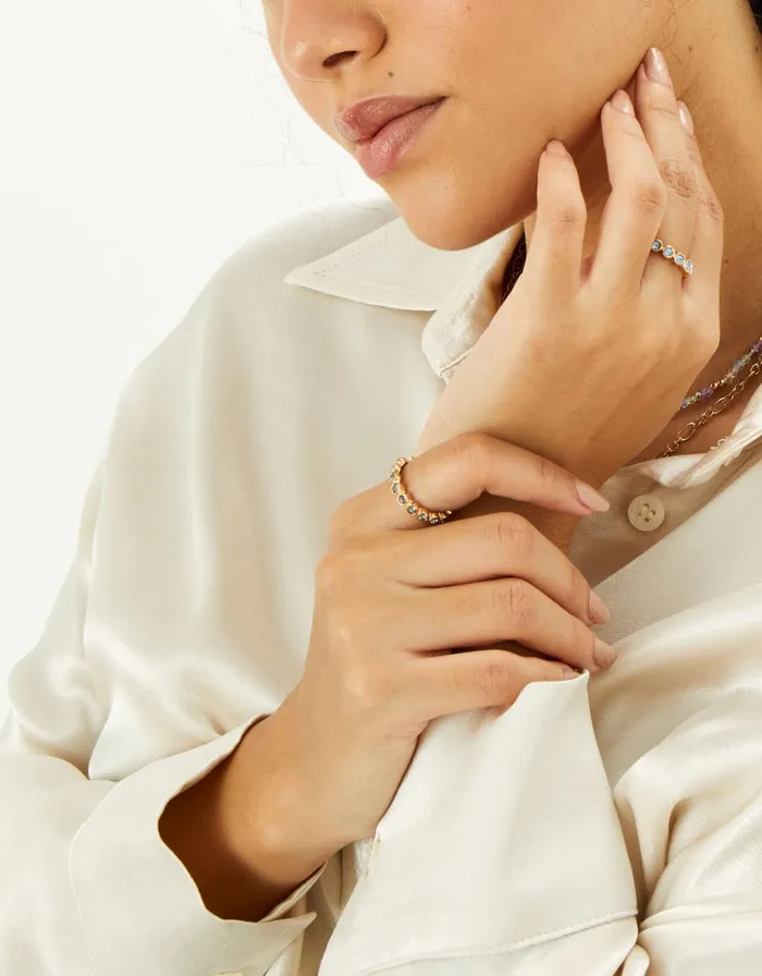 Accessorize Bezel Eternity Ring Set Multi Pastelmulti Women Rings