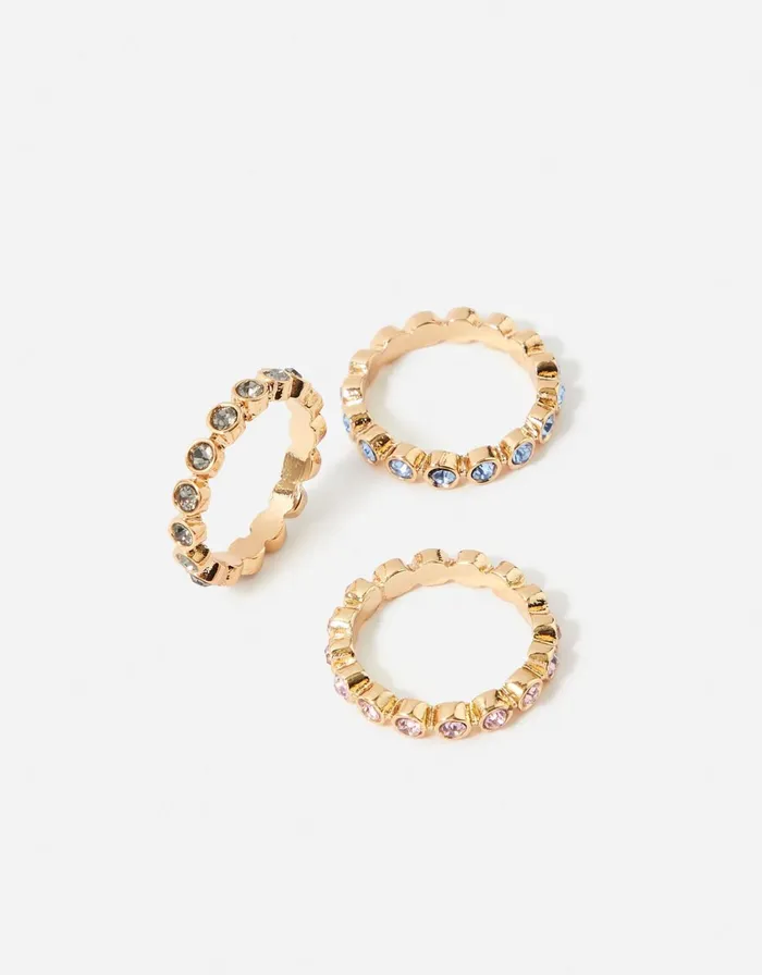 Accessorize Bezel Eternity Ring Set Multi Pastelmulti Women Rings