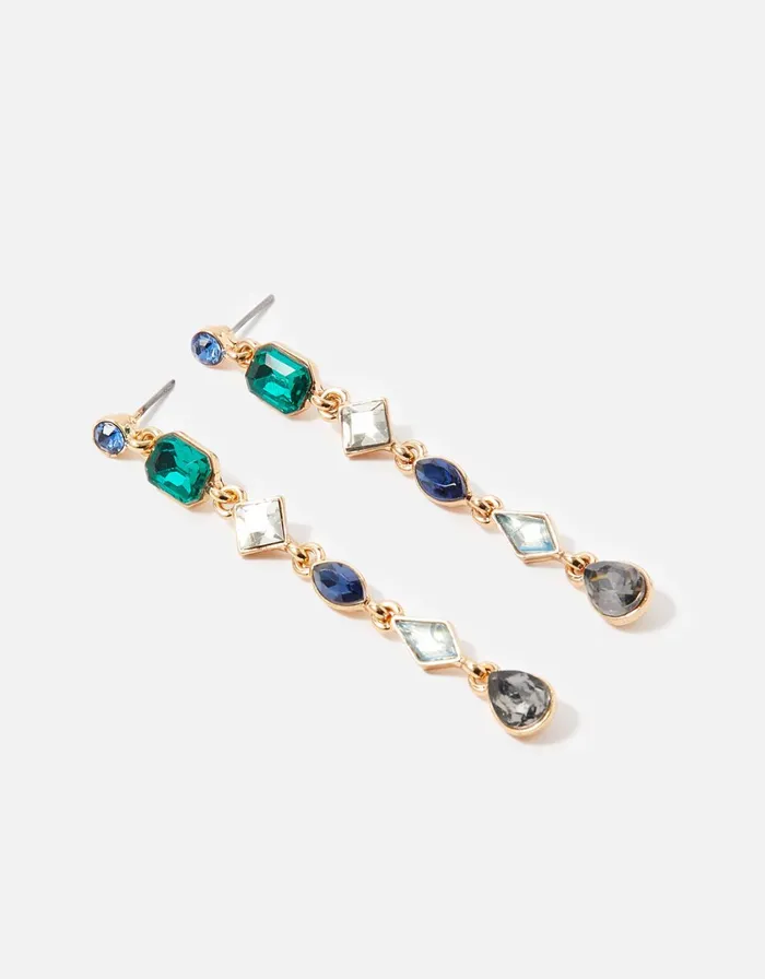 Accessorize Blue Harvest Slinky Eclectic Stone Drop Earrings Women Earrings