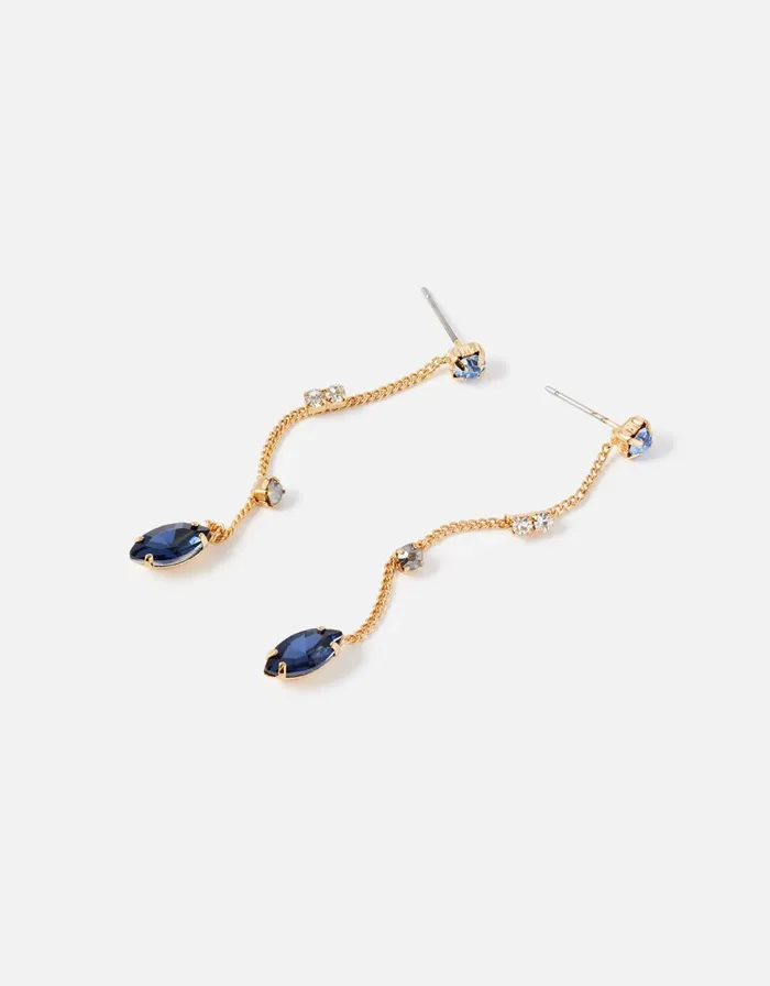 Accessorize Blue Harvest Sparkle Chain Drop Earrings Women Earrings
