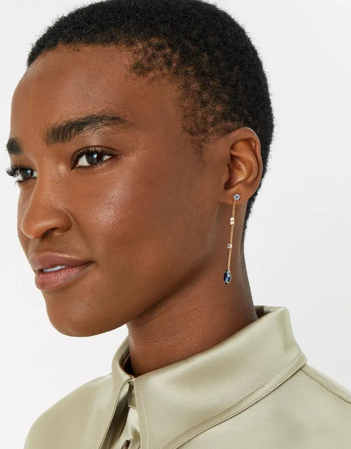 Accessorize Blue Harvest Sparkle Chain Drop Earrings Women Earrings
