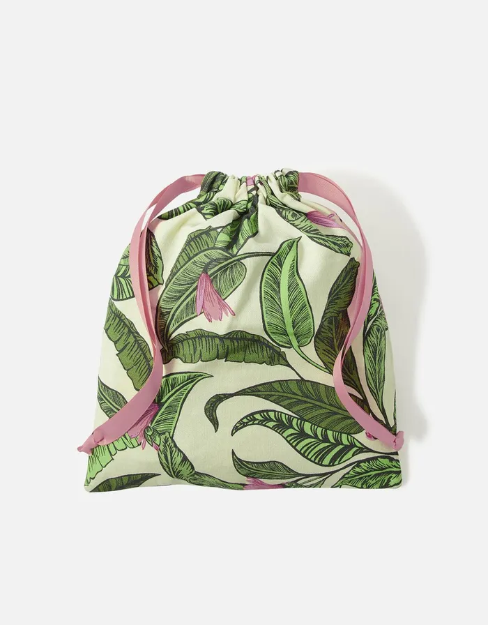 Accessorize Botanical Birds Embroidered Drawstring Bag Women Travel Bags