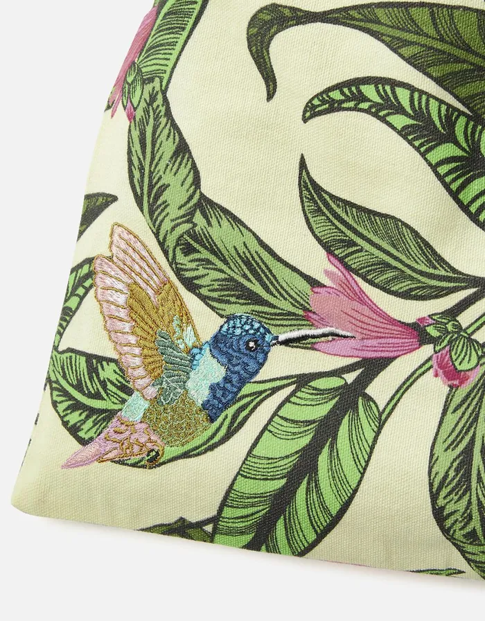 Accessorize Botanical Birds Embroidered Drawstring Bag Women Travel Bags