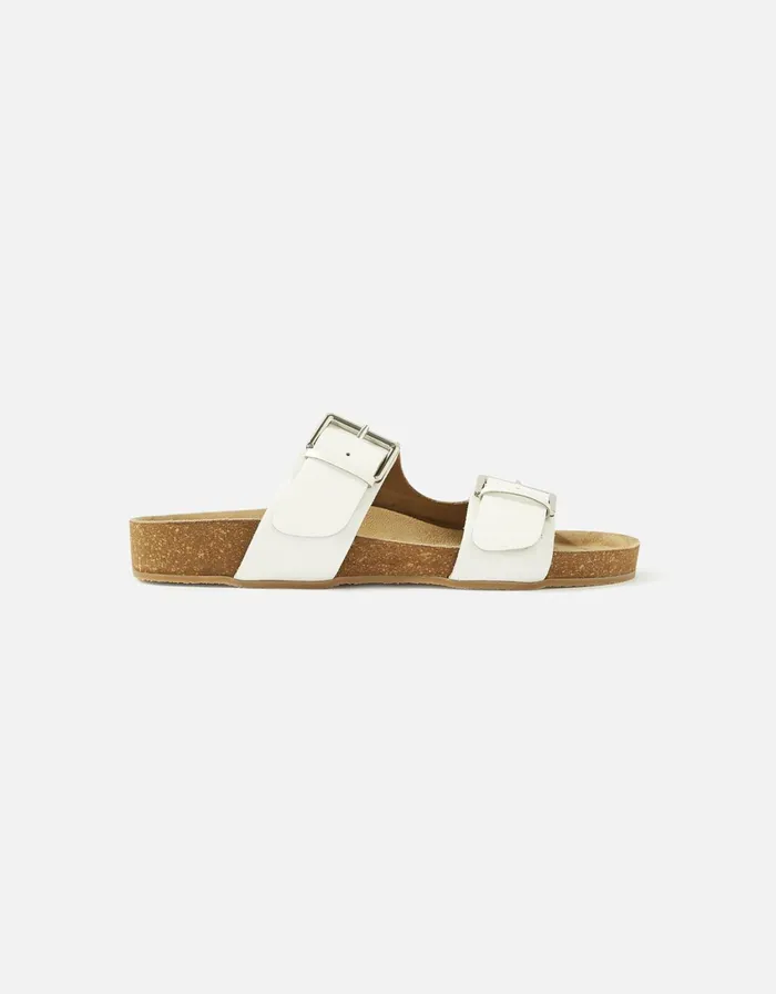 Accessorize Buckle Footbed Sandals White White Women Sandals and Flip Flops