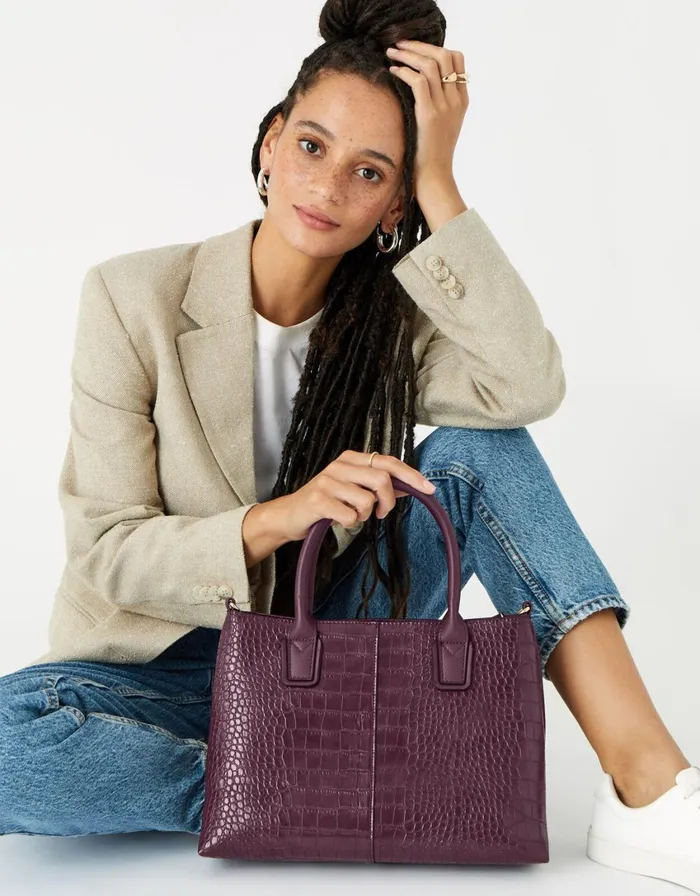 Accessorize Caroline Handheld Bag Red Burgundy Women Top Handle Bags