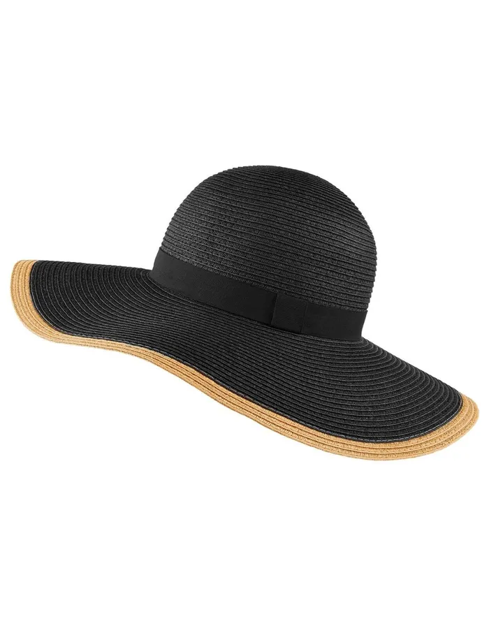 Accessorize Contrast Edge Floppy Hat Black Women Hats
