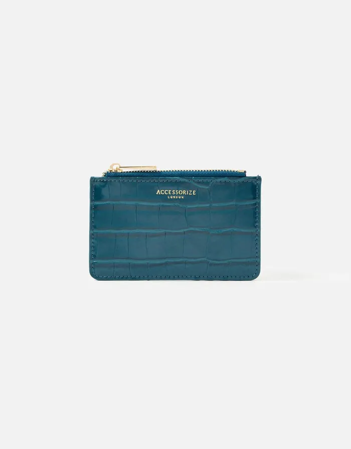 Accessorize Croc Card Holder Blue Blue Women Vegan Bags Backpacks and Purses