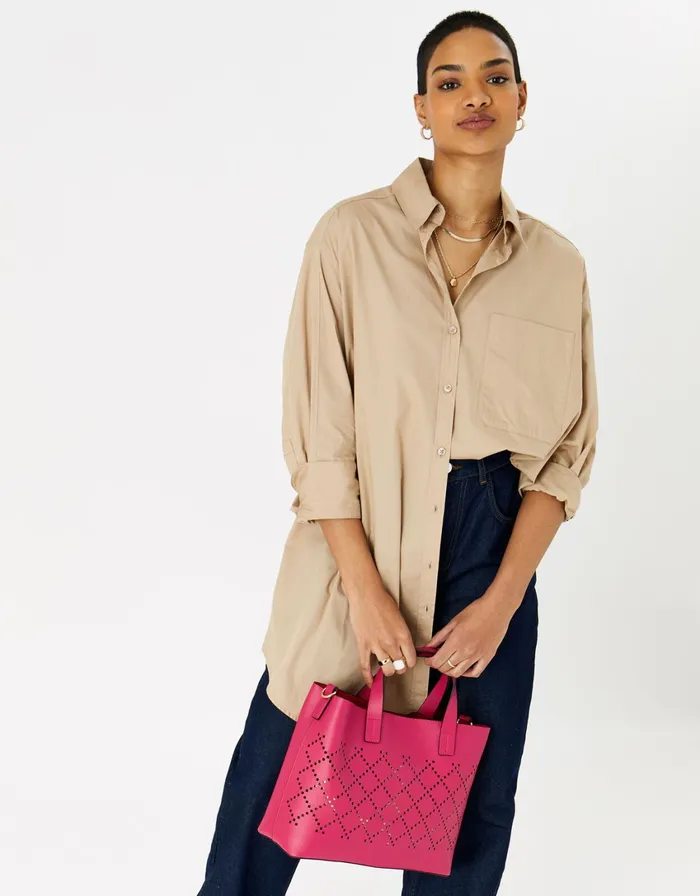 Accessorize Cut Out Handheld Bag Red Berry Women Top Handle Bags