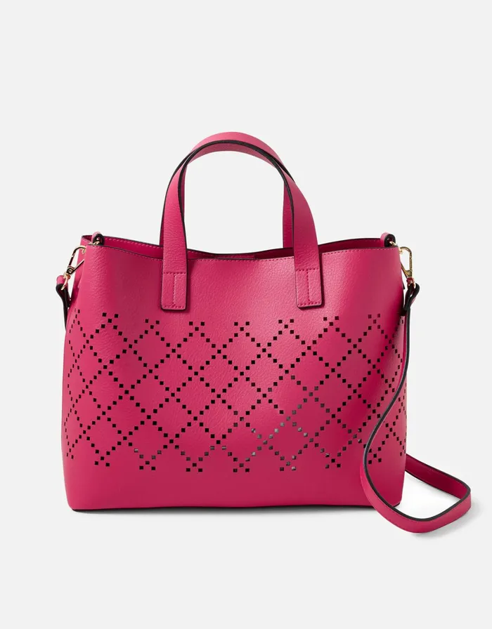 Accessorize Cut Out Handheld Bag Red Berry Women Top Handle Bags