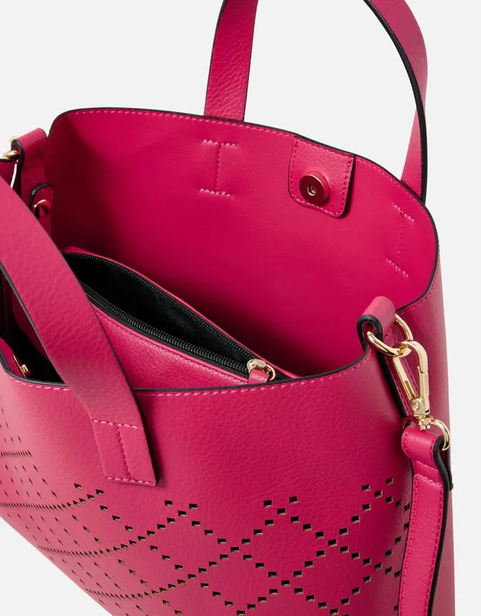 Accessorize Cut Out Handheld Bag Red Berry Women Top Handle Bags