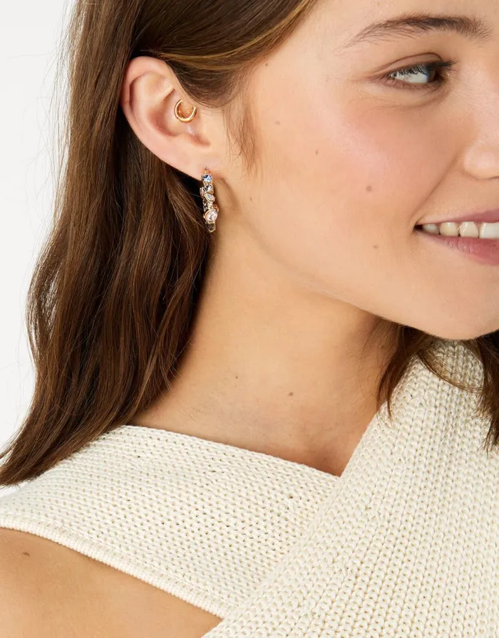 Accessorize Eclectic Pastel Stone Hoops Women Earrings
