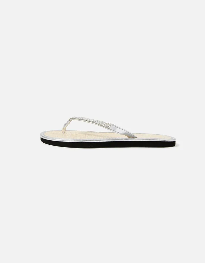 Accessorize Embellished Metallic Flip Flops Silver Silver Women Sandals and Flip Flops