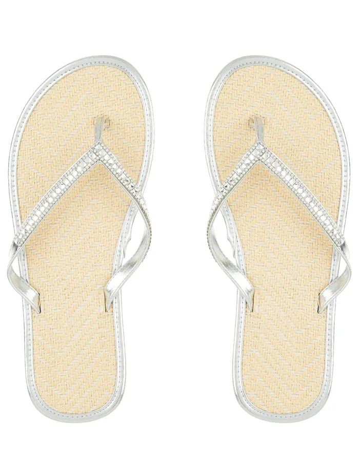 Accessorize Embellished Metallic Flip Flops Silver Silver Women Sandals and Flip Flops