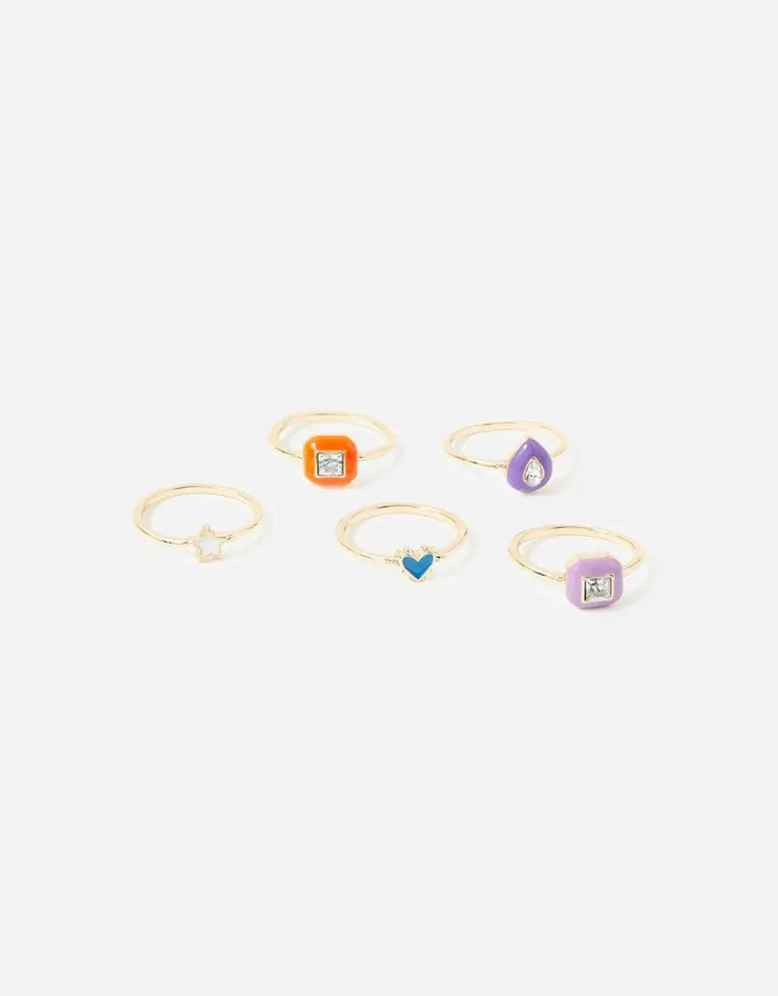 Accessorize Eye Candy Enamel Gem Ring Set Multi Brightsmulti Women Rings