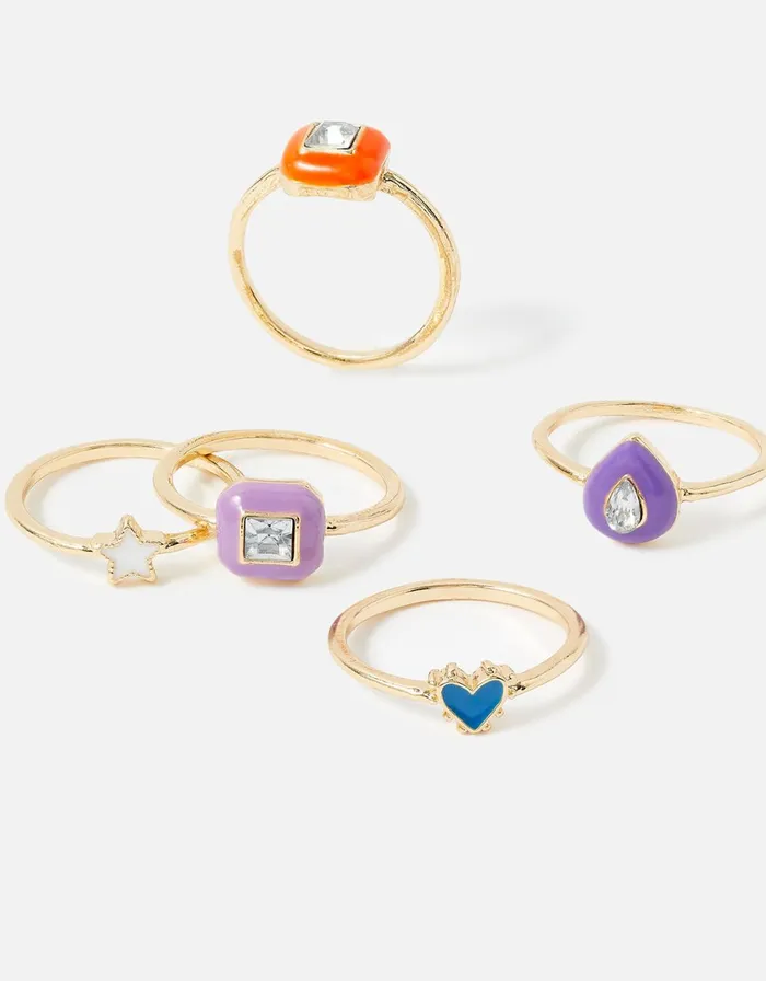 Accessorize Eye Candy Enamel Gem Ring Set Multi Brightsmulti Women Rings