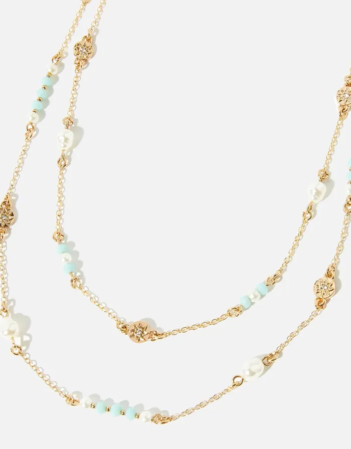 Accessorize Facet Bead Multirow Necklace Women Necklaces
