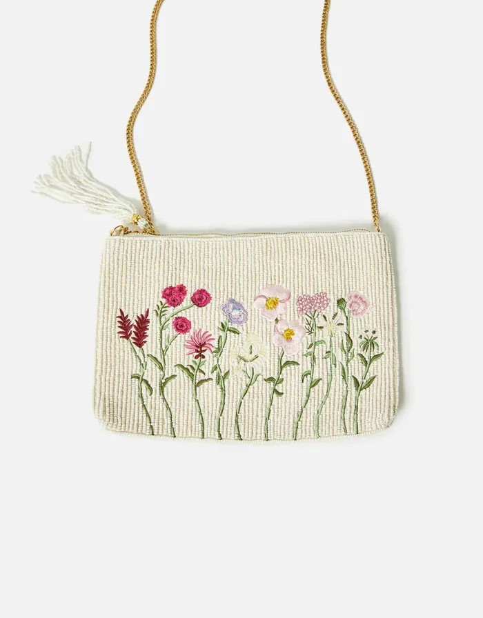 Accessorize Floral Beaded Zip Bag Women Clutch Bags