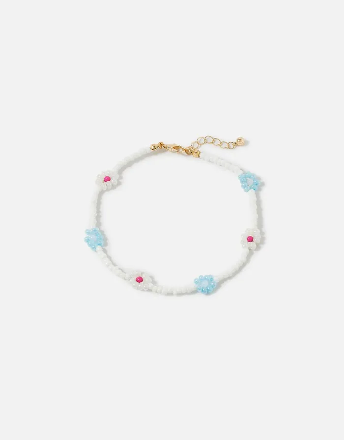Accessorize Flower And Pearl Beaded Anklet Women Anklets