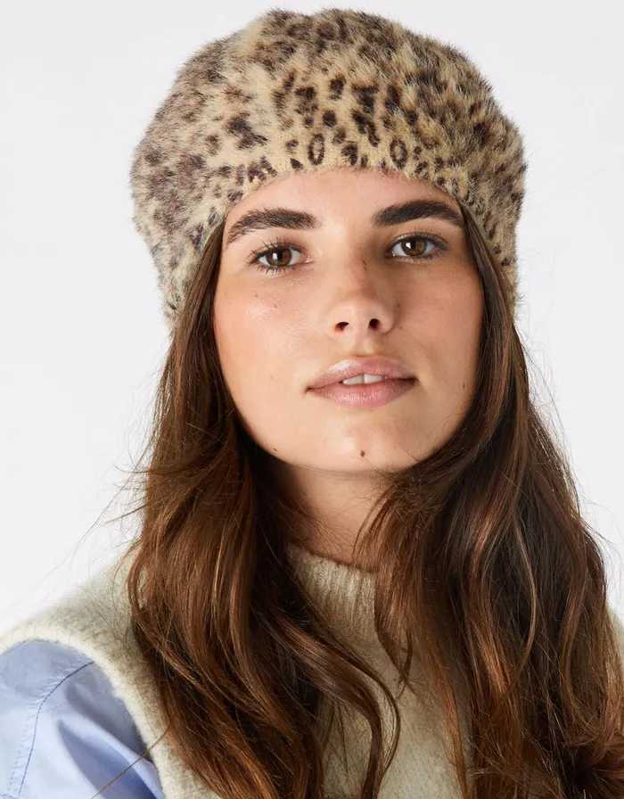Accessorize Fluffy Leopard Beret Women Hats