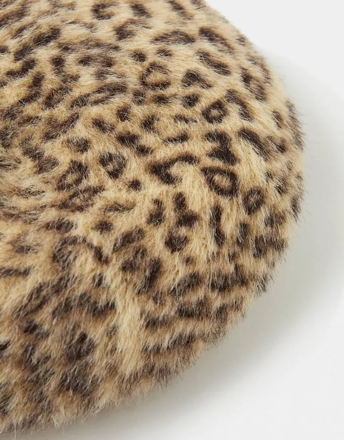 Accessorize Fluffy Leopard Beret Women Hats