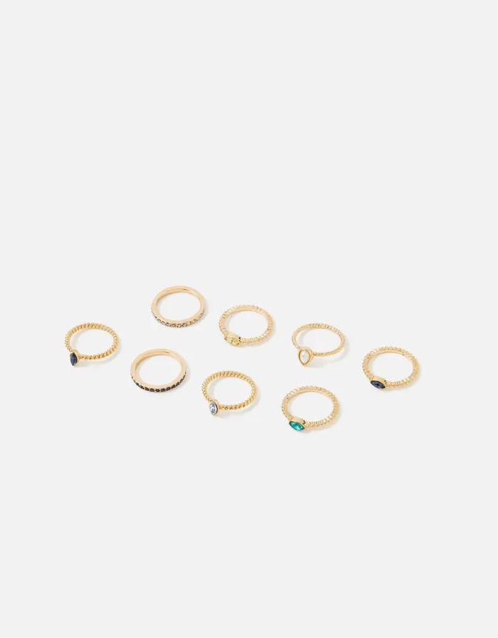 Accessorize Gem Stacking Ring Multipack Multi Darksmulti Women Rings