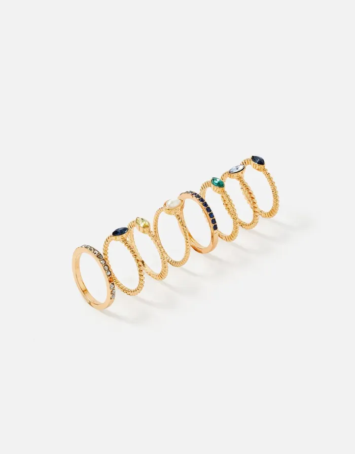 Accessorize Gem Stacking Ring Multipack Multi Darksmulti Women Rings