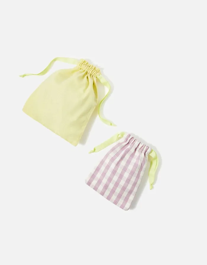 Accessorize Gingham Drawstring Pouch Set Women Travel Bags