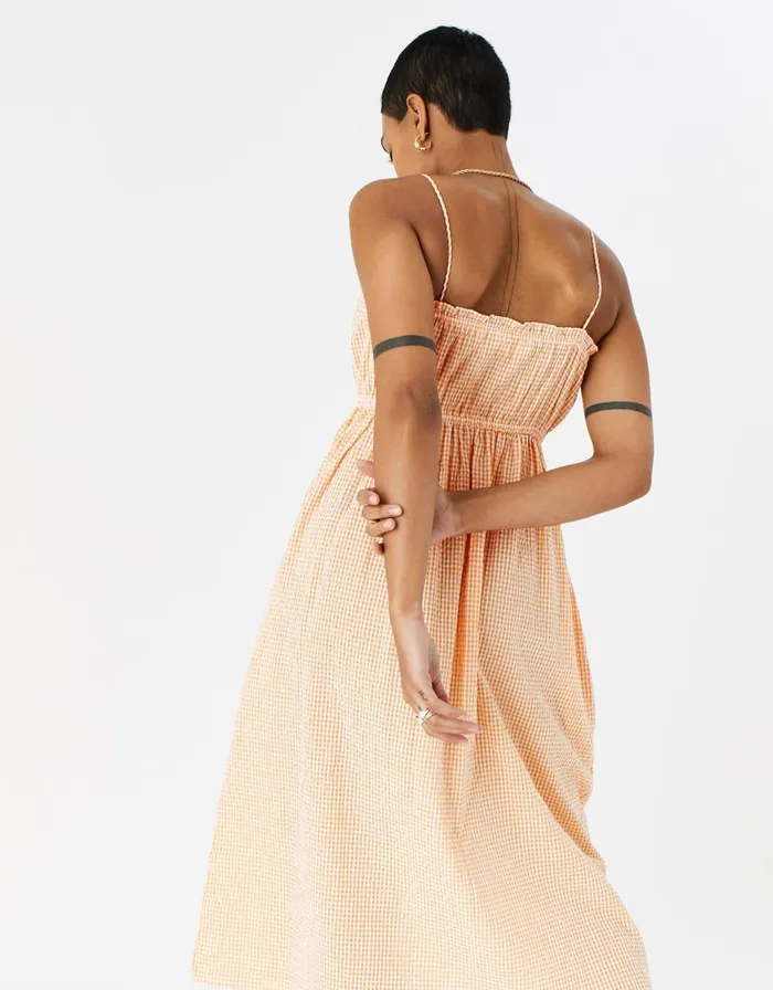 Accessorize Gingham Strappy Dress Orange Orange Women Dresses