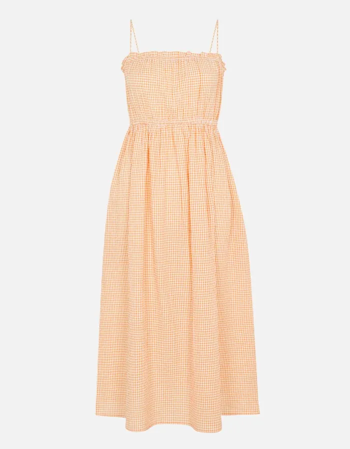 Accessorize Gingham Strappy Dress Orange Orange Women Dresses