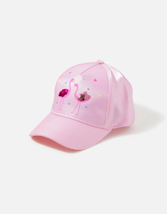 Accessorize Girls Flamingo Sequin Baseball Hat Pink Pale Pink Girls Accessories