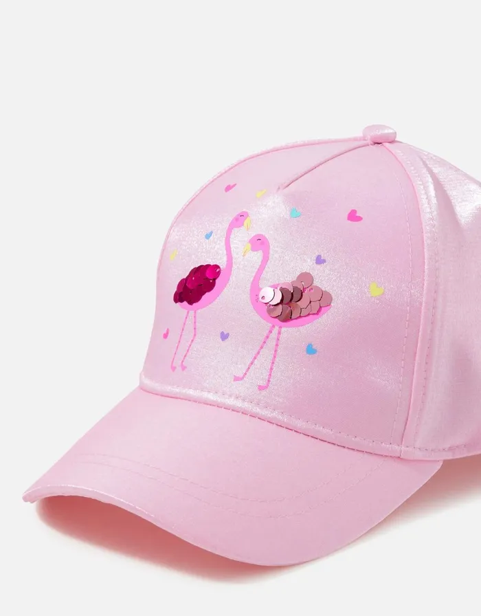 Accessorize Girls Flamingo Sequin Baseball Hat Pink Pale Pink Girls Accessories
