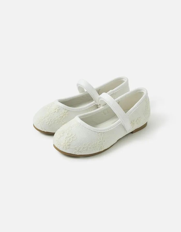 Accessorize Girls Lace Ballerina Flats Natural Ivory Girls Shoes
