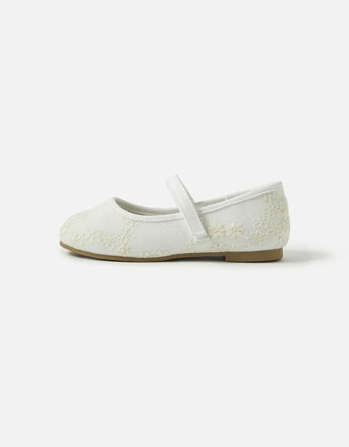 Accessorize Girls Lace Ballerina Flats Natural Ivory Girls Shoes