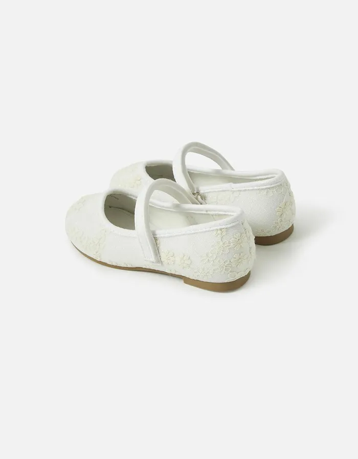 Accessorize Girls Lace Ballerina Flats Natural Ivory Girls Shoes