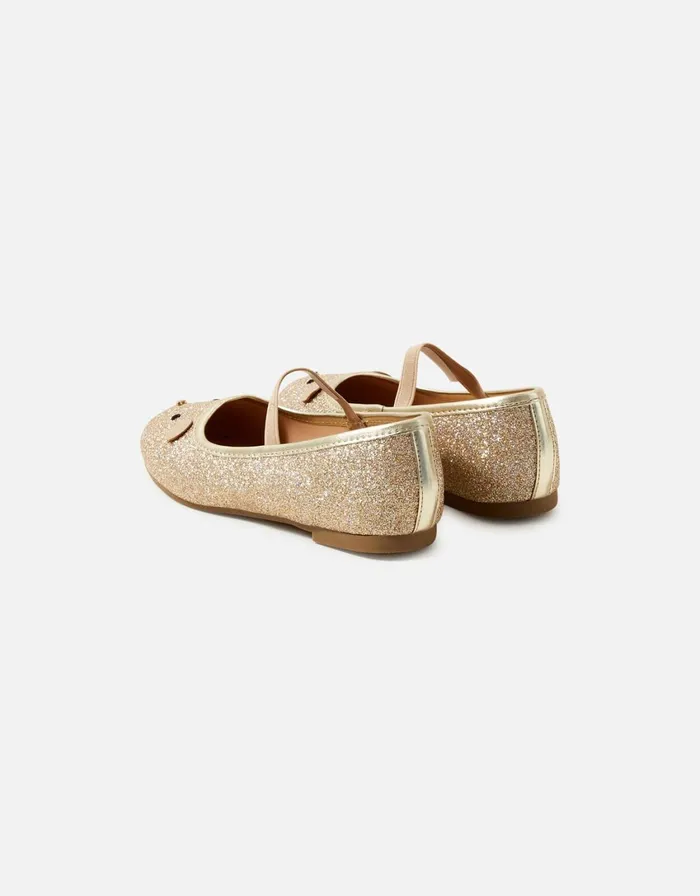 Accessorize Girls Squeak Mouse Ballerina Flats Gold Gold Girls Shoes