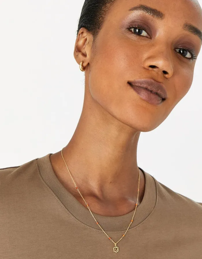 Accessorize GoldPlated Beaded Sacral Chakra Necklace Women Necklaces