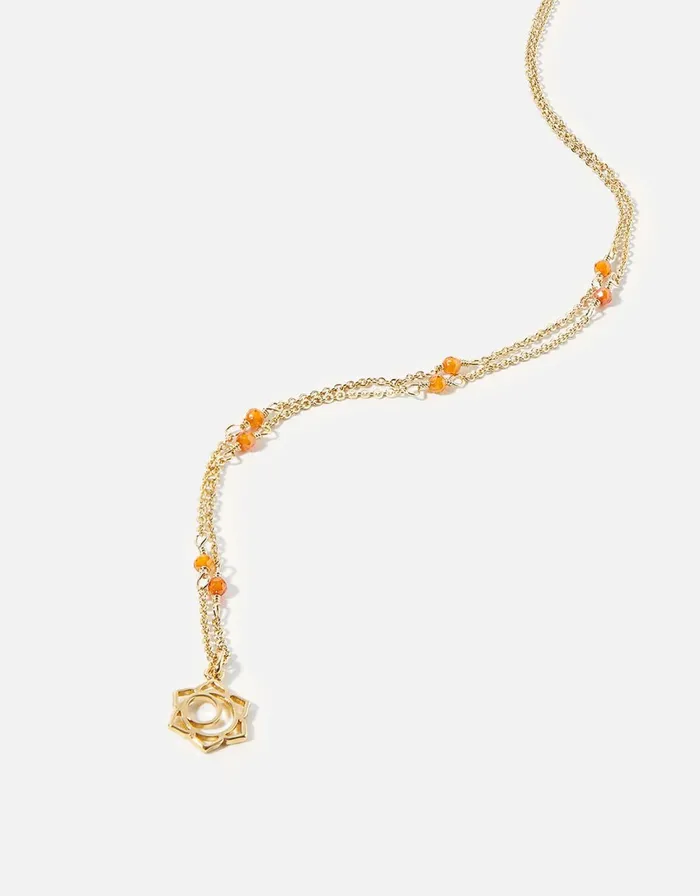 Accessorize GoldPlated Beaded Sacral Chakra Necklace Women Necklaces