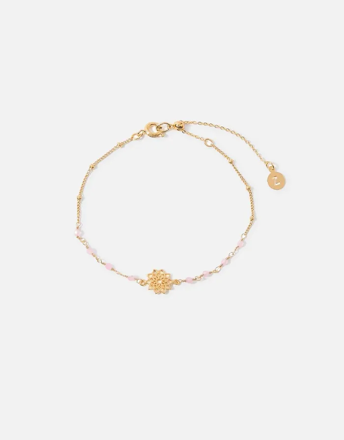 Accessorize GoldPlated Crown Chakra Bracelet With Rose Quartz Women Bracelets
