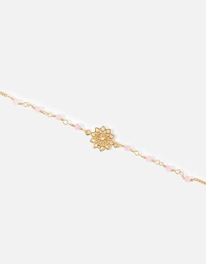 Accessorize GoldPlated Crown Chakra Bracelet With Rose Quartz Women Bracelets