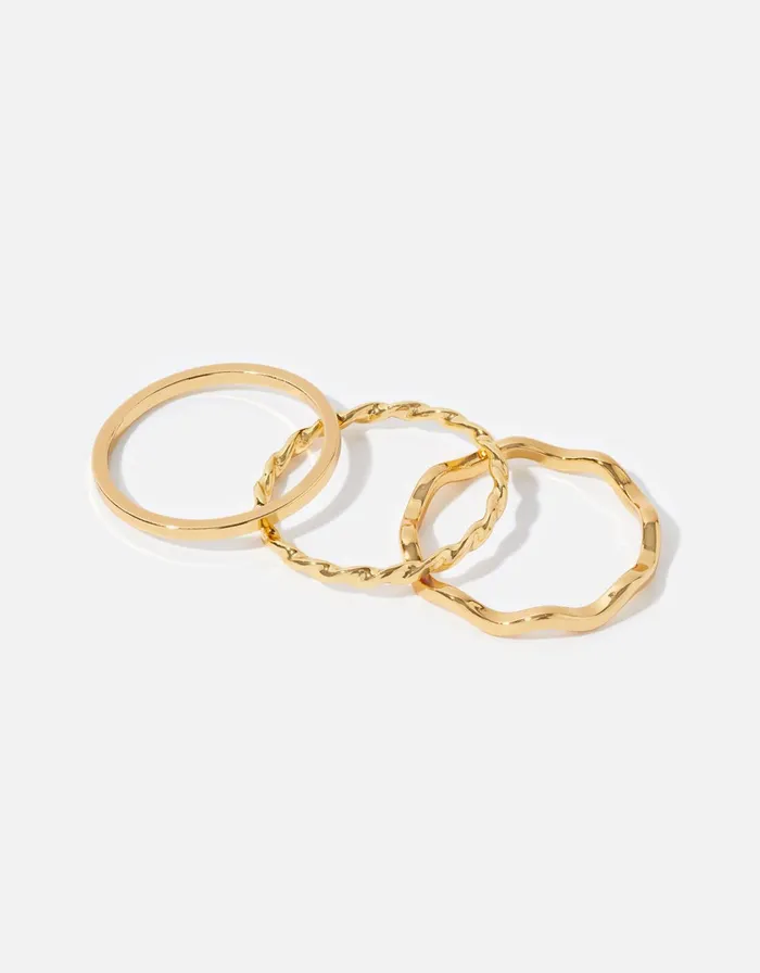 Accessorize GoldPlated Slim Ring Set Gold Gold Women Rings