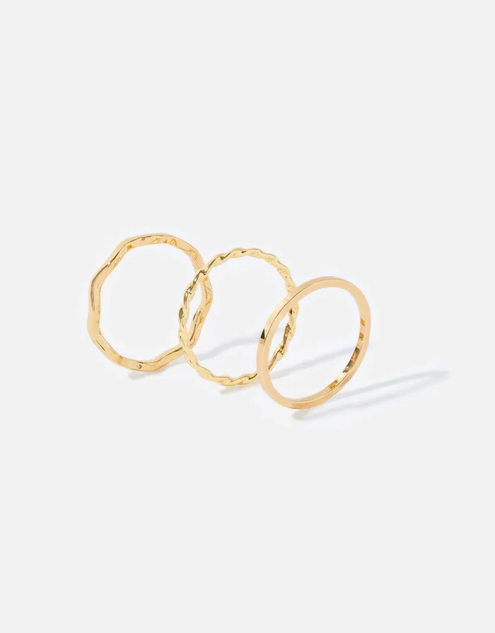 Accessorize GoldPlated Slim Ring Set Gold Gold Women Rings