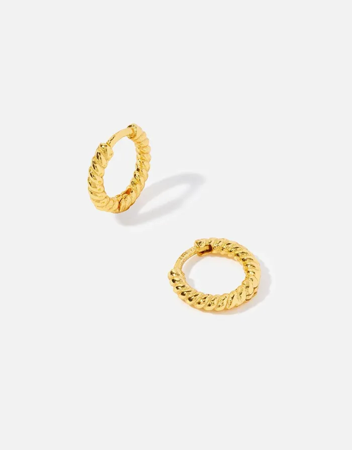 Accessorize Gold Vermeil Twisted Rope Hoops Women Earrings