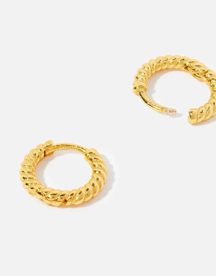 Accessorize Gold Vermeil Twisted Rope Hoops Women Earrings