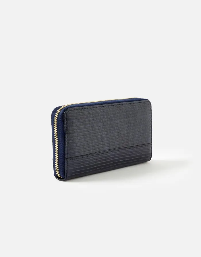 Accessorize Large Zip Around Wallet Blue Navy Women Vegan Bags Backpacks and Purses