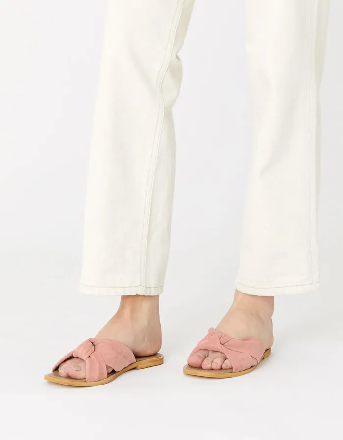 Accessorize Leather Knotted Sliders Pink Pink Women Sandals and Flip Flops