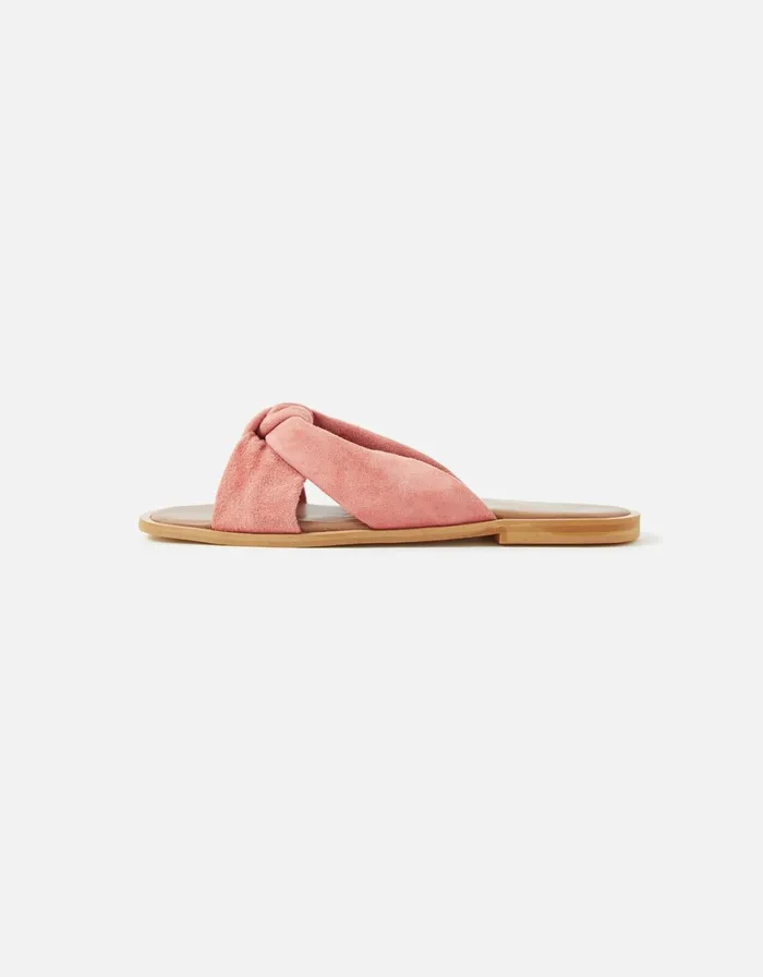 Accessorize Leather Knotted Sliders Pink Pink Women Sandals and Flip Flops