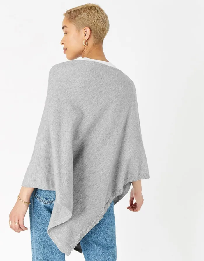 Accessorize Lightweight Knit Poncho Grey Grey Women Scarves