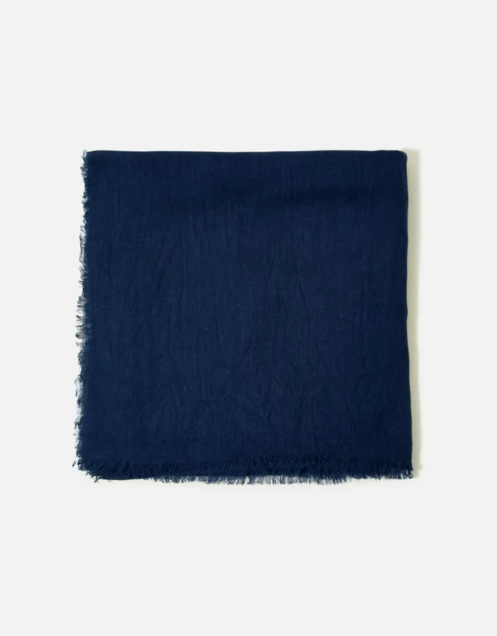 Accessorize Lightweight Scarf In Linen Blend Blue Navy Women Scarves